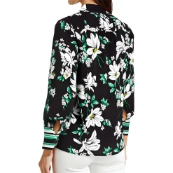 Petites Printed Chiffon Button-Down Top