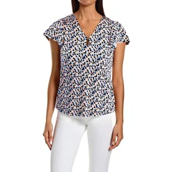 Petites Printed Crepe Blouse