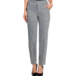 Petites Printed Houndstooth Straight Leg Pants