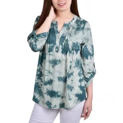 Petites Printed Pintuck Henley