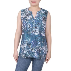 Petites Printed Pintucked Blouse