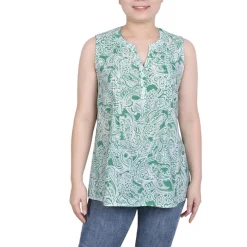 Petites Printed Pintucked Blouse