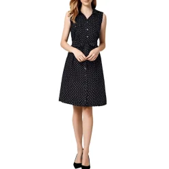 Petites Printed Sleeveless Shirtdress