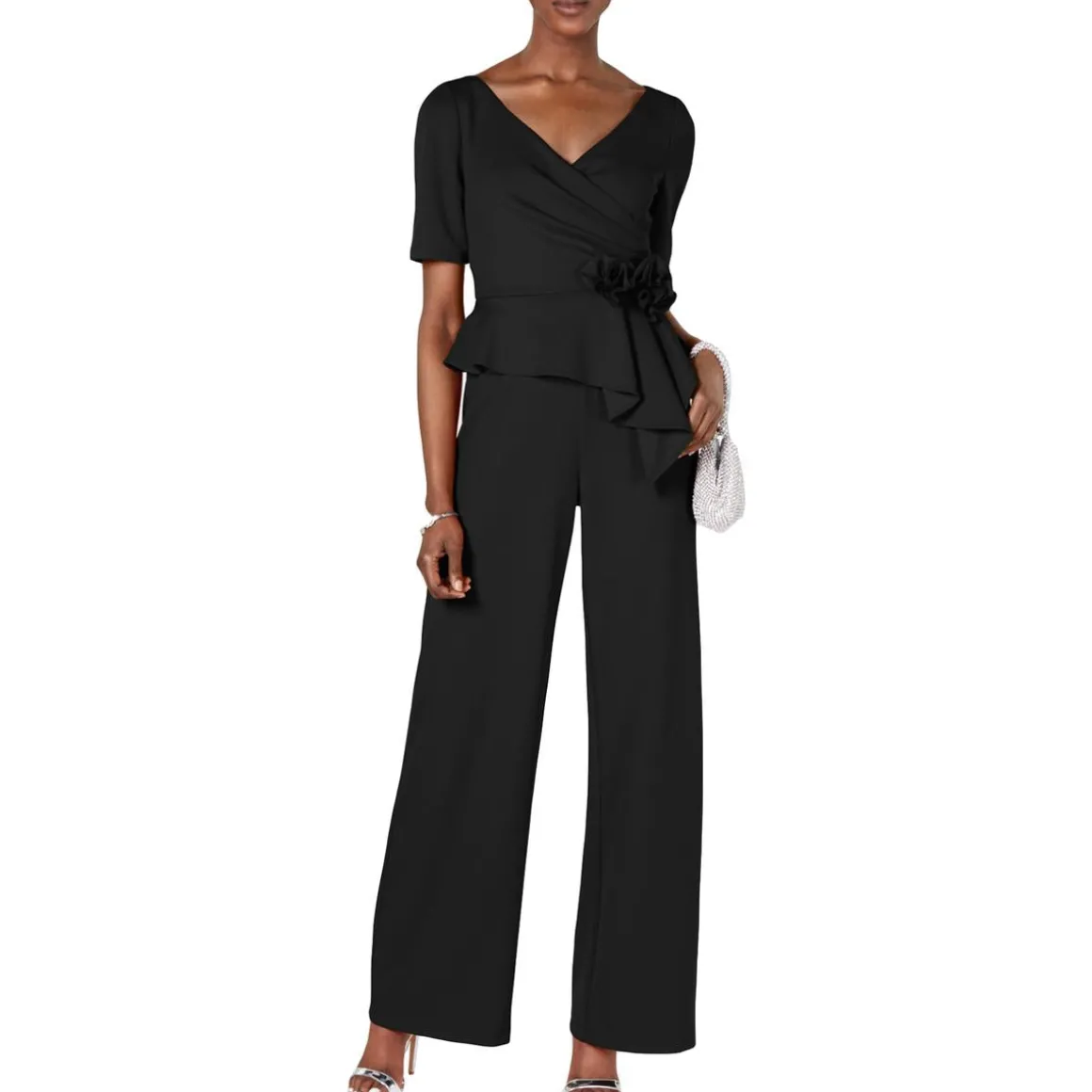 Petites Rosette Draped Jumpsuit