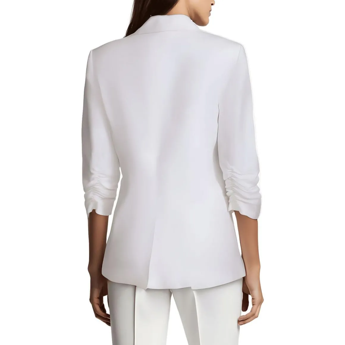 Petites Ruched Linen One-Button Blazer