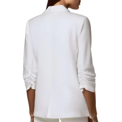 Petites Ruched Linen One-Button Blazer