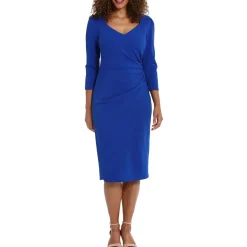 Petites Ruched Long Sleeve Sheath Dress