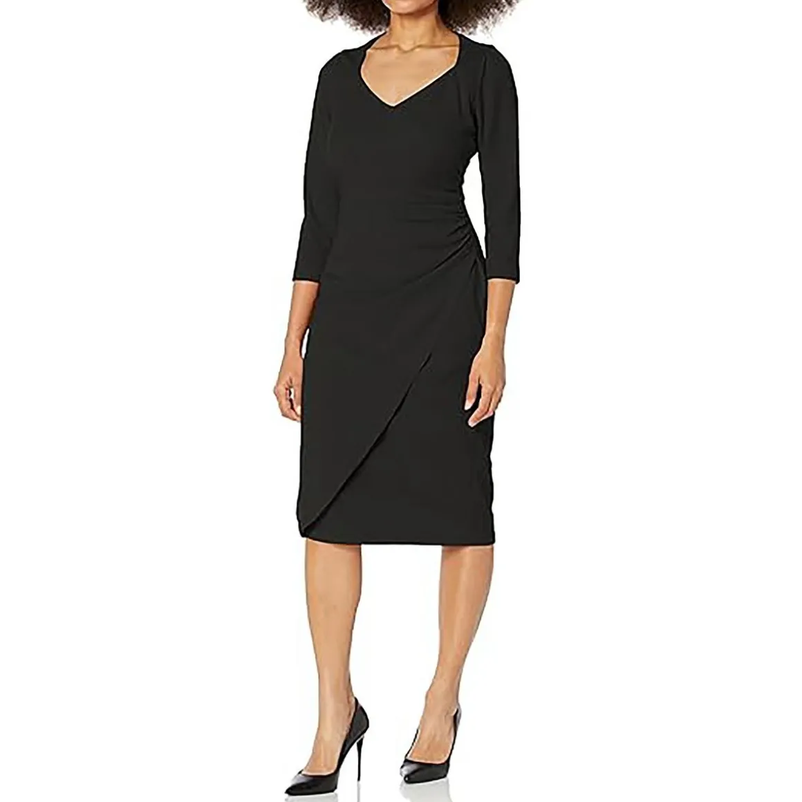 Petites Ruched Long Sleeve Sheath Dress