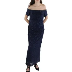 Petites Sequined Lace Evening Dress