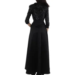 Petites Sequined Lace Evening Dress