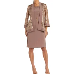 Petites Sequined Nylon Two Piece Dress