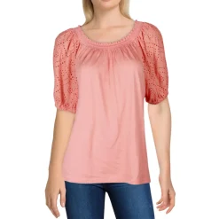 Petites Smocked Puff Sleeve Pullover Top