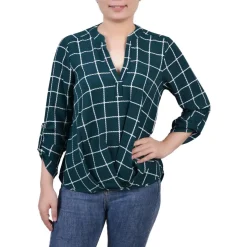 Petites Surplice Printed Blouse