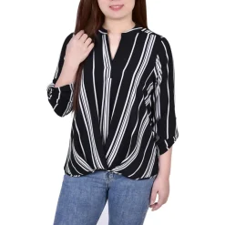 Petites Surplice Printed Blouse