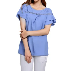 Petites Swiss Dot Wideneck Blouse