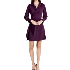 Petites V-Neck Faux-Wrap Mini Dress