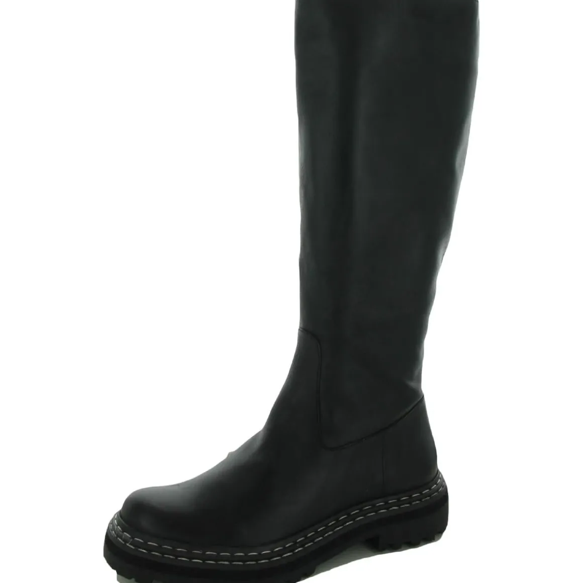 Phrancie Zipper Leather Knee-High Boots