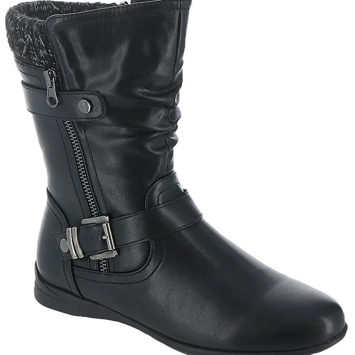 Phyllis Faux Leather Zip Up Mid-Calf Boots