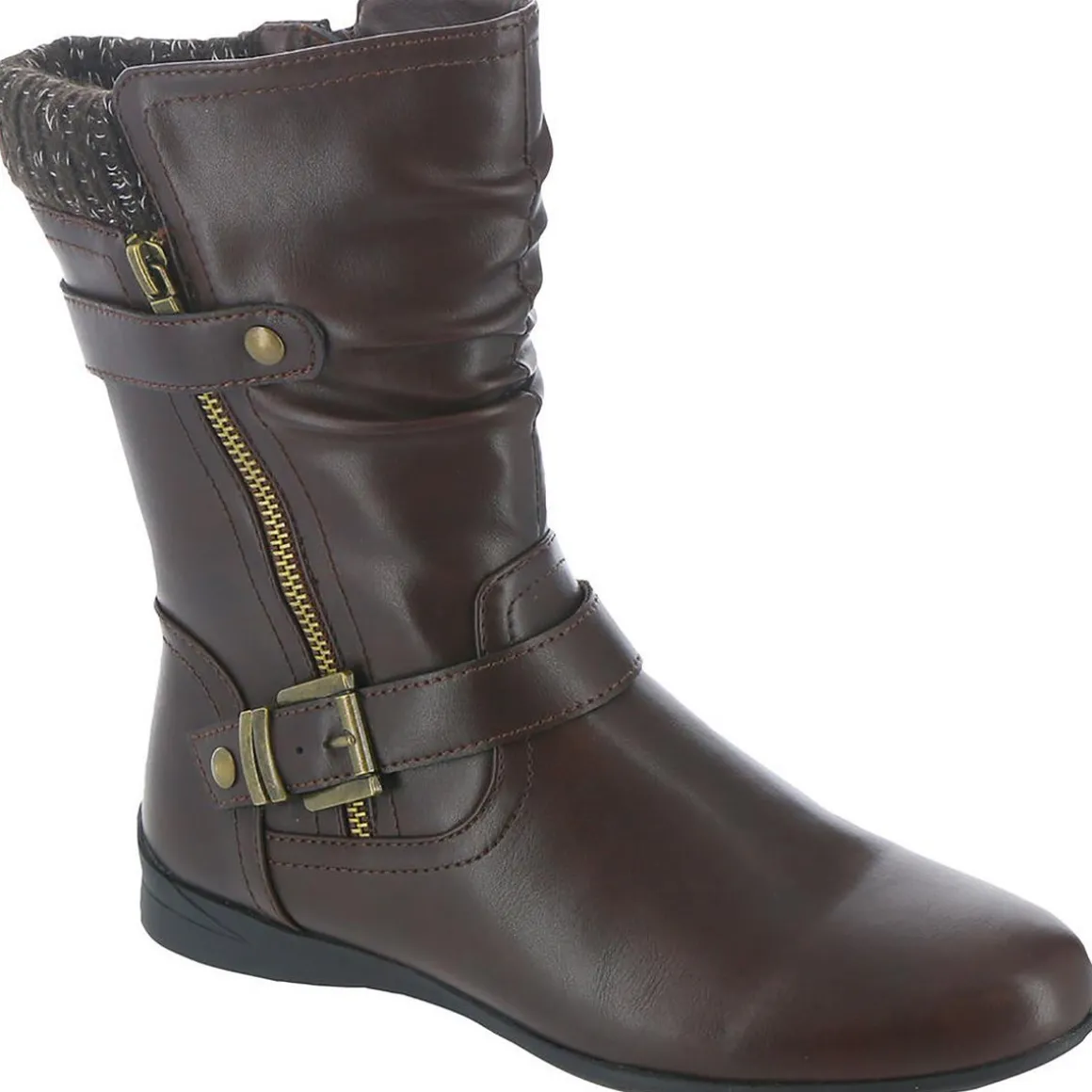 Phyllis Faux Leather Zip Up Mid-Calf Boots