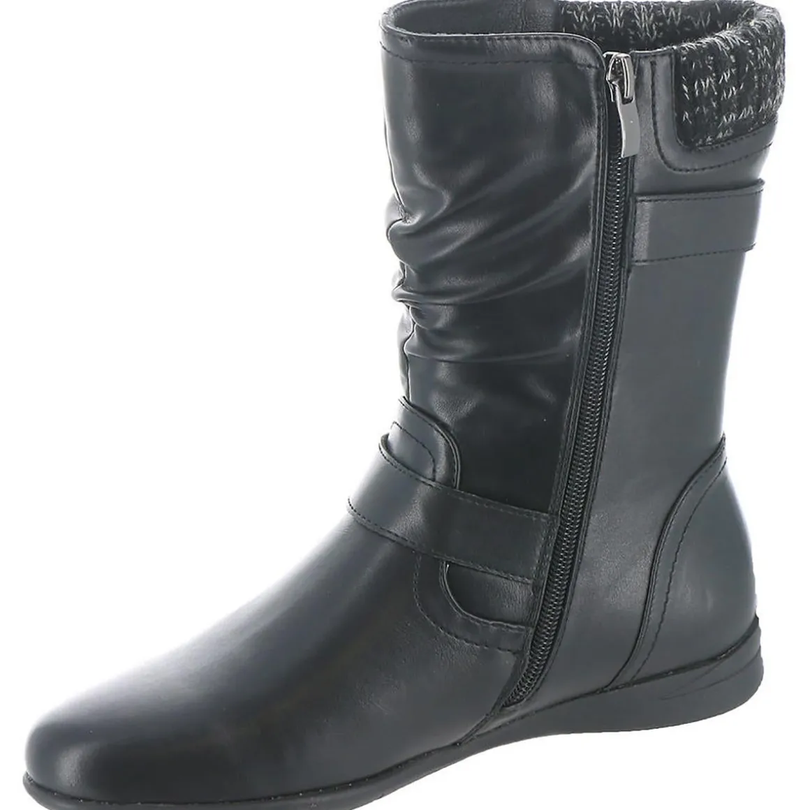Phyllis Faux Leather Zip Up Mid-Calf Boots