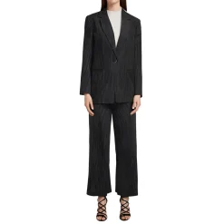 Pinstripe Linen One-Button Blazer