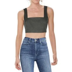 Pinstripe Square Neck Cold Shoulder