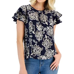 Pintuck Lace Trim Blouse