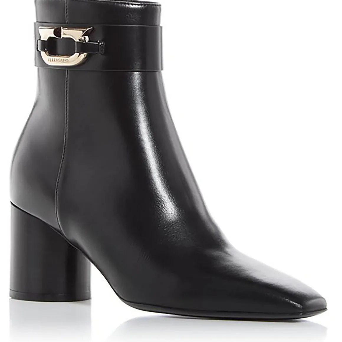 PLACIDA Leather Block Heel Ankle Boots
