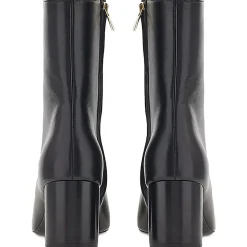 PLACIDA Leather Block Heel Ankle Boots