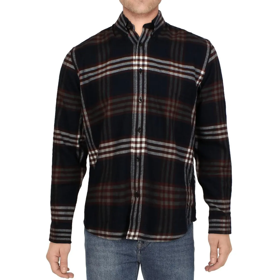 Plaid Flannel Button-Down Shirt