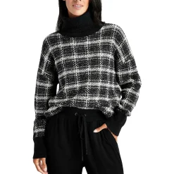 Plaid Knit Turtleneck Sweater