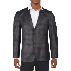 Plaid Knit Two-Button Blazer