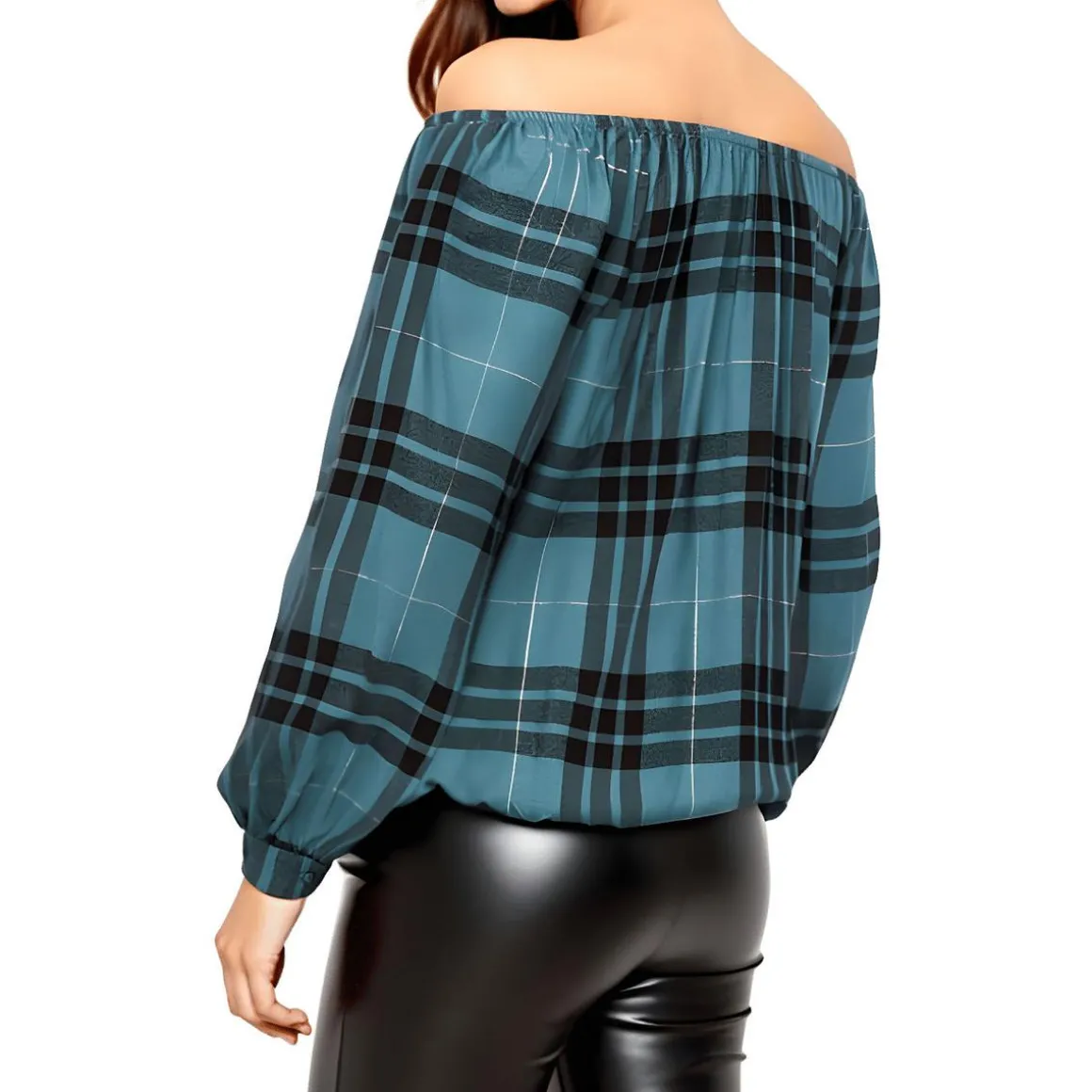 Plaid Rayon Off The Shoulder