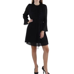 Pleated Above Knee Shift Dress