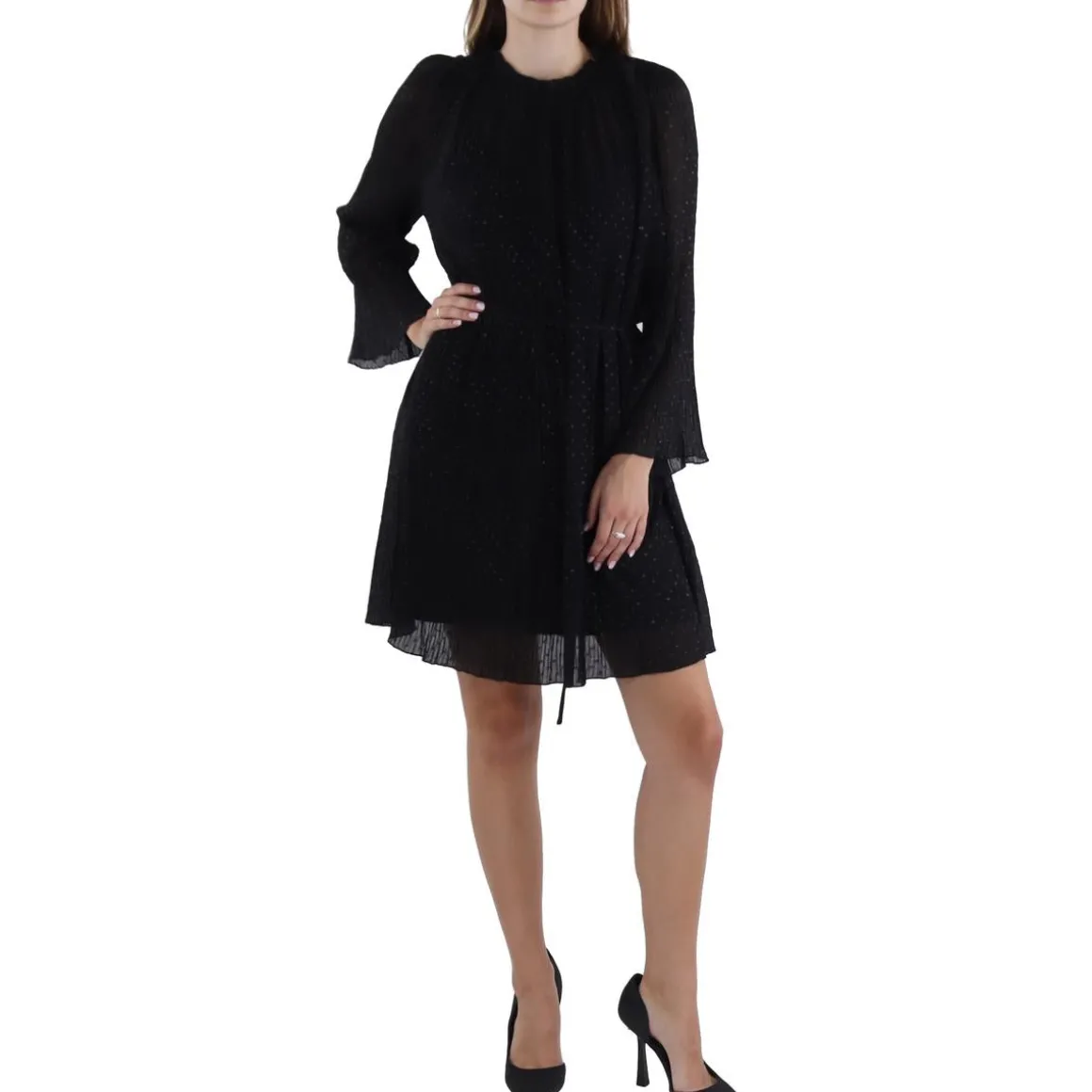 Pleated Above Knee Shift Dress
