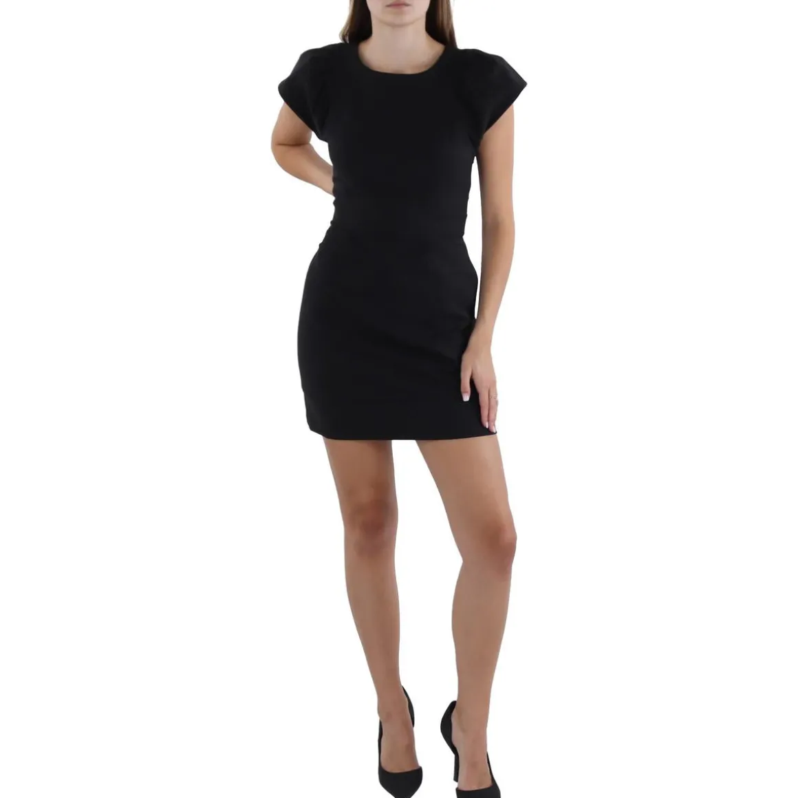 Pleated Above Knee Shift Dress