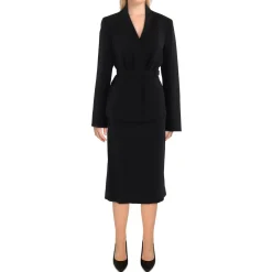 Pleated Business Open-Front Blazer
