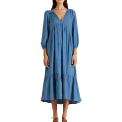 Pleated Cotton Midi Dress