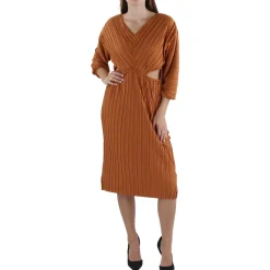 Pleated Knee Length Shift Dress