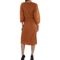 Pleated Knee Length Shift Dress