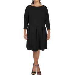 Pleated Knee-Length Fit & Flare Dress