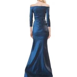 Pleated Metallic Evening Dress