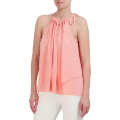 Pleated Metallic Halter Top