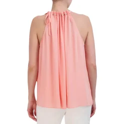 Pleated Metallic Halter Top