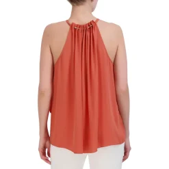 Pleated Metallic Halter Top