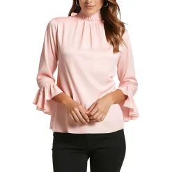 Pleated Ruffled Neck Blouse