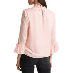 Pleated Ruffled Neck Blouse
