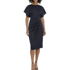 Pleated Satin Sheath Dress