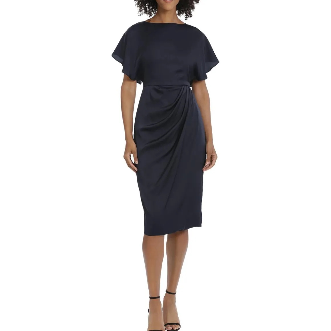 Pleated Satin Sheath Dress