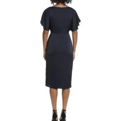 Pleated Satin Sheath Dress